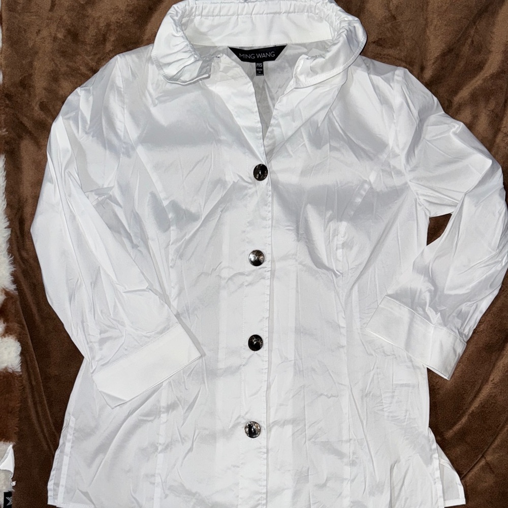 Ming Wang White Button Down Shirt - image 1